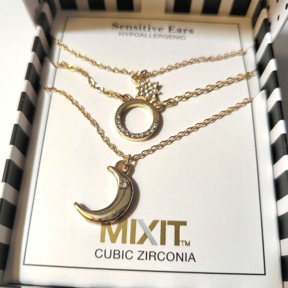 Mixit Gold Tone 3-pc Moon Star Jewelry Set - Picture 1 of 7